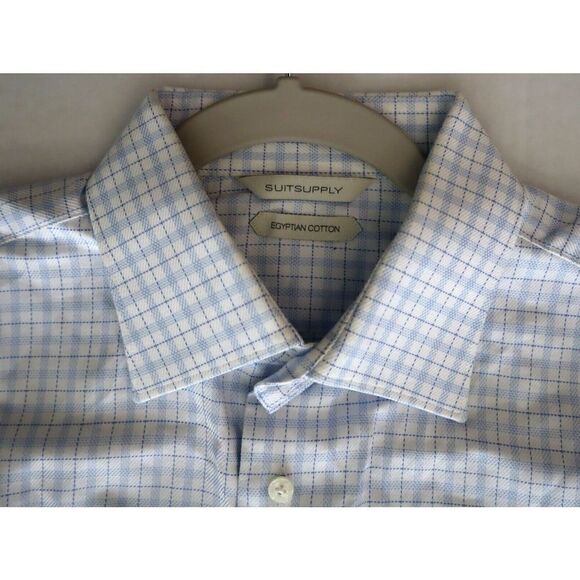 Suitsupply Men Sz 40-7 / 15 3/4L Plaid Egyptian Cotton Button Down L/S Shirt $12 - Picture 5 of 12